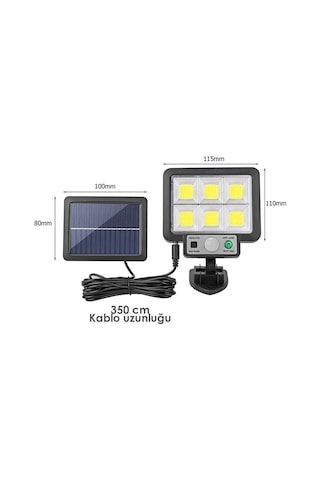 Ayt Powermaster Jx-f72 Solar Güneş Enerji Panelli Hareket Sensörlü Üç Modlu Duvar Lambası Led Bahçe Aydınlatması Lamba