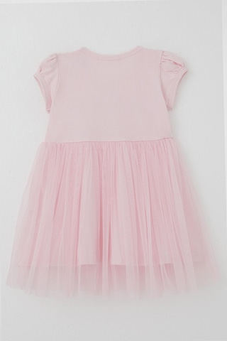 Breeze Kız Çocuk Elbise Çiçek Baskılı Tüllü Fiyonk Detaylı 1.5-5 Yaş, Pembe Pembe