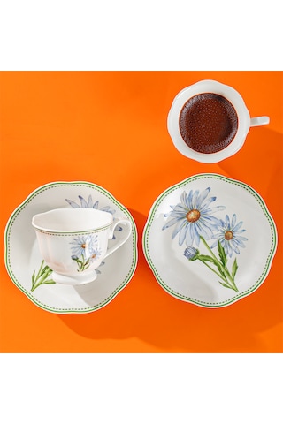 Perotti De Flore 2 Kişilik 4 Parça Porselen Kahve Fincan Takımı