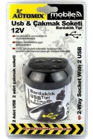 Bardaklik Tipi Usb Ve Çakmak Soketi 12v