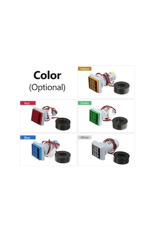 Pazly Küçük Kare Dijital Voltampermetre - Ac 60-500v / 0-100a, 3 Led Ekran, Frekans Ve Akım Göstergesi