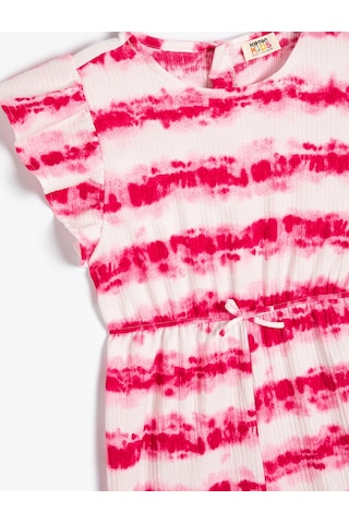 Koton Batik Tulum Yuvarlak Yaka Kolsuz Fırfırlı Pembe Desenli 4skg80012ak Pembe
