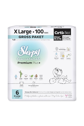 Sleepy Bio Natural Premium Plus Gross Paket Bebek Bezi 6 Numara Xlarge 100 Adet