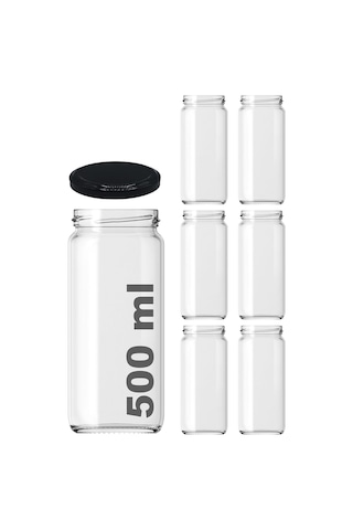 500 Ml Şeffaf Cam Kavanoz 500 Cc Konserve Metal Kapaklı Cam Kavanoz 6 Adet Şeffaf, 500 Cc Genel