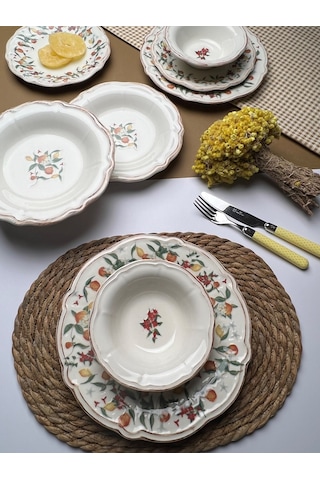 Tabak Evi Fulya Food Garden Porselen Yemek Takımı 6 Kişilik 24 Pa