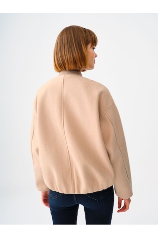 Loose Fit Kadın Mont Bej