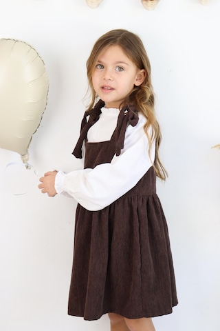 Fitilli Kadife Elbise İkili Takım kahverengi