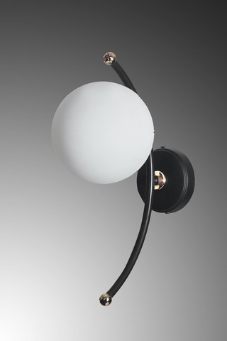 Luzarana Nora Siyah-gold Metal Gövde Beyaz Camlı Tasarım Aplik