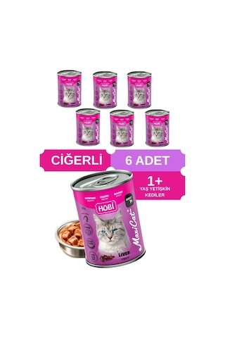 Hobi Maxicat Ciğerli Yetişkin Kedi Konservesi 400 Gr X 6 Adet - Taurin Destekli, Tam Ve Dengeli Mama