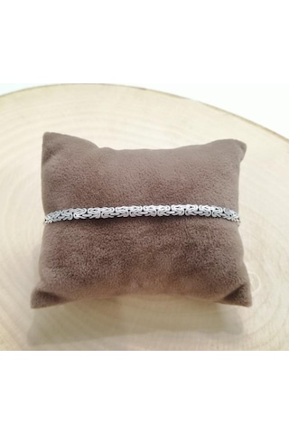 Omar Silver Erkek Kral Yassı Ezme Balık Sırtı 925 Ayar Gümüş Bileklik