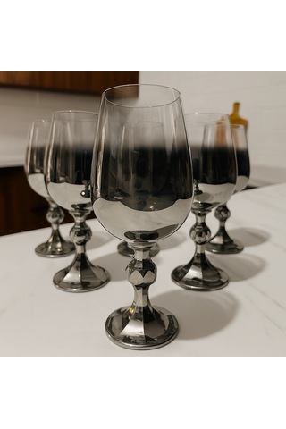 Gold Gümüş Eskitme 6 Lı Lüx Konyak Kadehi 17x8 Gümüş