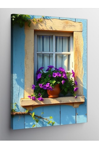 Kanvas Tablo Pencere Kenarı Güzelliği 70cmx100cm