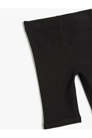 Koton Beli Lastikli Pamuklu Basic Kısa Tayt Siyah 5skg40010ak Siyah
