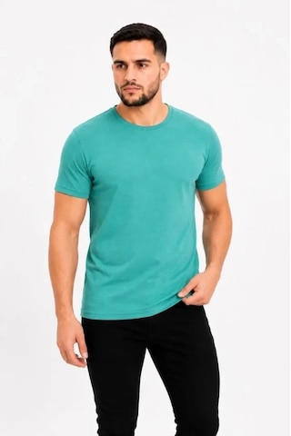 Defymoda Erkek Basic Tişört Bisiklet Yaka Kısa Kol Günlük Yazlık Slim Fit T-shirt - Su Yeşili