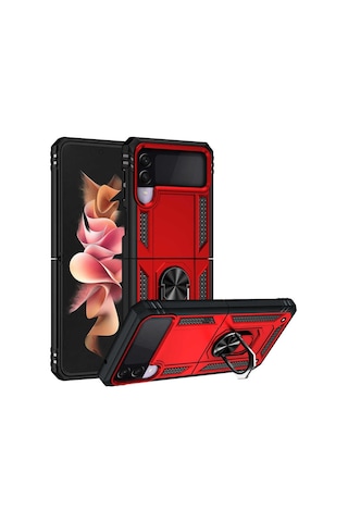 Rba Aksesuar Galaxy Uyumlu Z Flip 3 Kılıf Rba Vega Kapak - Kırmızı Kırmızı