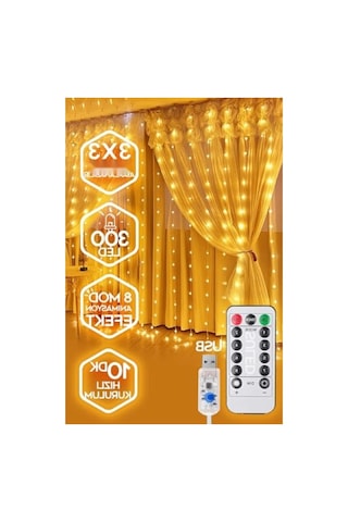 Kumandalı Led Perde - 3x3 Metre, Animasyonlu