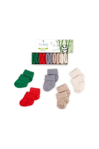 Novibaby 5'li Bambu Yenidoğan Bebek Çorabı I Winter I 0-6 ay Çok Renkli