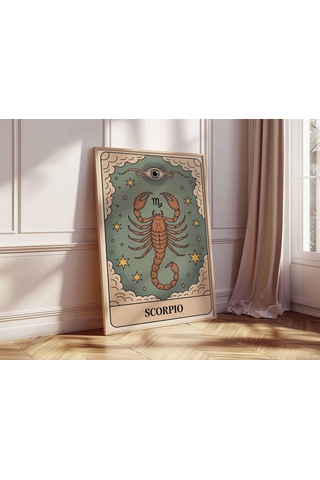 Akrep Burcu Sanat Baskısı Posteri Mistik İllüstrasyon Astroloji Duvar Dekoru Eşsiz Manevi Hediye