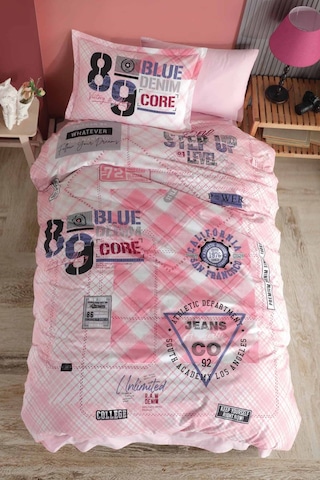 Clasy Tek Kişilik Ranforce Nevresim Takımı Denim Pembe