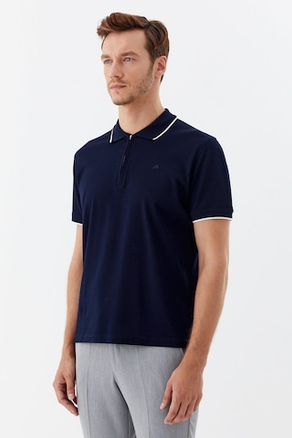 Sabri Özel Lacivert Regular Fit %100 Pamuk Fermuarlı Polo Yaka T-shirt