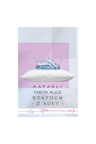 2 Adet 50x70 Yastık Alezi, Sıvı Geçirmez Yastık Alezi, Kapaklı Yastık Alezi, Yastık Koruyucu Beyaz