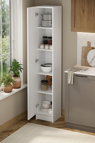 Kapaklı 5 Bölmeli Çok Amaçlı Dolap Çok Amaçlı Mutfak Dolabı Banyo Dolabı Buket Beyaz Beyaz