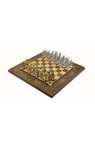 Gifthome Metal Satranç Takımı - Seti battal ispanyol parlak Taş d