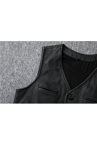 Hakiki Kuzu Derisi Kapaklı Yelek