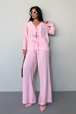 Madmext Pembe Önü Bağlamalı Alt Üst Takım Mg2473 Pembe