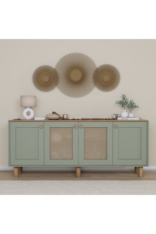 Bohem Serisi Natura 2 Kapak Pvc Hasır Desen Kül Yeşili Konsol Yeşil