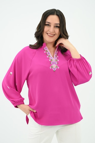 Koza Butik Kadın Nakış Detaylı Uzun Kollu Bluz 1715-24 001
