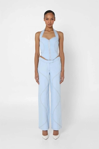By Dyln Ramona Korsaj: Mavi Denim Halter Üst, Kalp Yaka Ve Şık Detaylar Açık Mavi