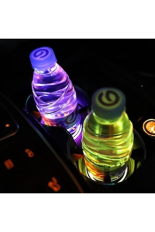 Dancemonkey Paket Led Araba Bardak Tutucu Işıkları 7 Renk Değiştiren Bardak Altlığı Işığı