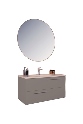 Kobos Serenity 100 Cm Banyo Dolabı Seti Moon Grey Gri