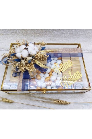 Metal Cam Kutuda Süslü Nişan Çikolatası 80 Adet