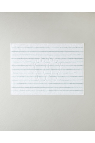 Mono Stripe Pamuk Ayak Havlusu 50x70 Cm Beyaz - Yeşil