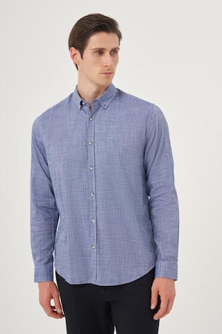 Morven Erkek Mavi Trend Dynamic Fit Düğmeli Yaka Gömlek 25ms004029300 Mavi Mavi
