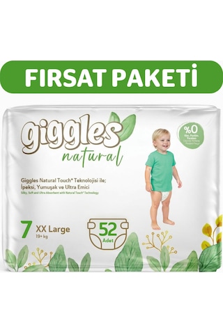 Giggles Natural Jumbo 7 Numara Pamuklu Bebek Bezi 52 Adet 7 Numara