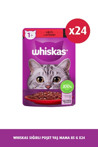 Whiskas Pouch Sığırlı Yetişkin Kedi Maması 24 x 85 G