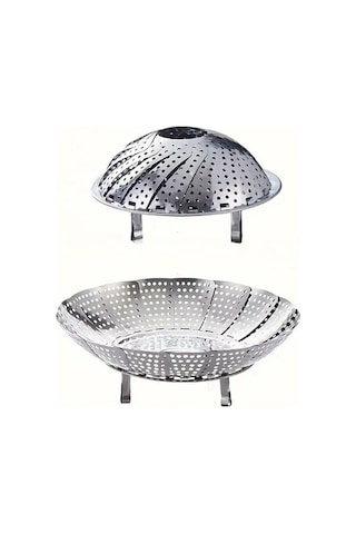 Xuweiwei Silvery Paslanmaz Çelik Katlanır Buharlık Fırın Airfryer Sebze Meyve Et Pişirme Aksesuarı