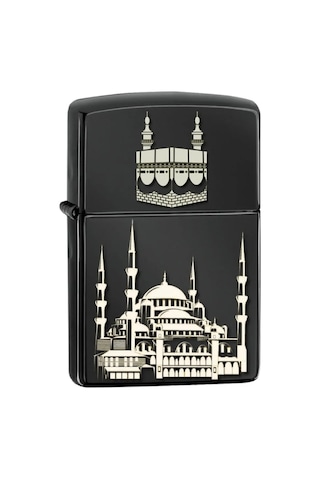 Ayasofya Cami Kabe Lazer Silinmez Resimli Benzinli Hediyelik Siyah Çakmak Siyah