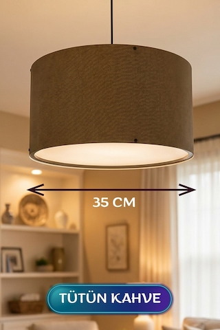 Kahve Kumaş Başlıklı Sarkıt Avize 35 Cm