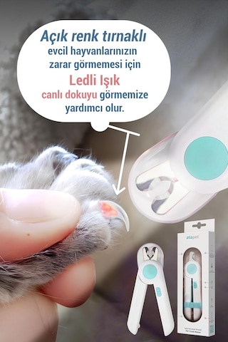 Işıklı Kedi Köpek Tırnak Makası Pet Evcil Hayvanları Için Korumalı Led'li Törpülü Tırnak Makası