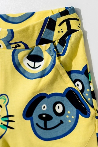 Erkek Çocuk Sax Mavi Basic Tişörtlü Animal Desenli Şortlu Takım-1140 Mavi