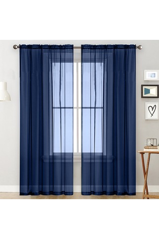 Monyee Kesikli Perde 140x260 Cm Lacivert 2 Adet - Işık Filtreleyici, Hafif Dokuma, Modern Ev Dekoru Diğer