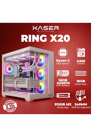 Xaser Ring X20 R-5 5600 16 GB  512 GB M.2 Nvme  SSD 16 GB RX9070 Free Dos Masaüstü Oyuncu Bilgisayarı
