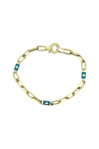 14 Ayar Turkuaz Mineli Altın Bileklik