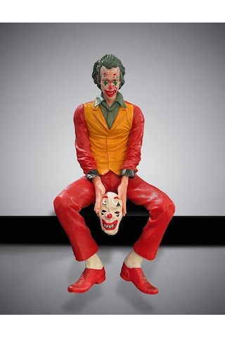 Delux Serisi Sanatsal Dekor Ofis Joker Palyaço Maskeli Oturan Dekoratif Figür 24 Cm
