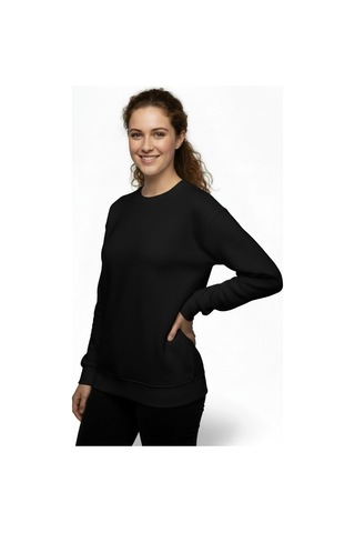 Lyvean Bisiklet Yaka 3 İplik Penye Sweatshirt Siyah