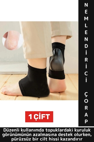 Ergonomik Konforlu Kaymaz Azaltan Esnek Silikon Çok Şık Unisex Nemlendirici Topuk Çorabı Standart
